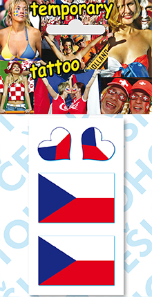 Tetovací obtisky vlajky ČR - Srdíčka a vlajky
