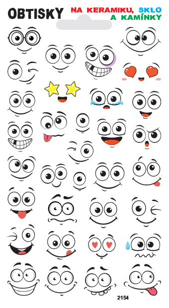 Obtisky na sklo, keramiku a kamínky - ksichtíci 1