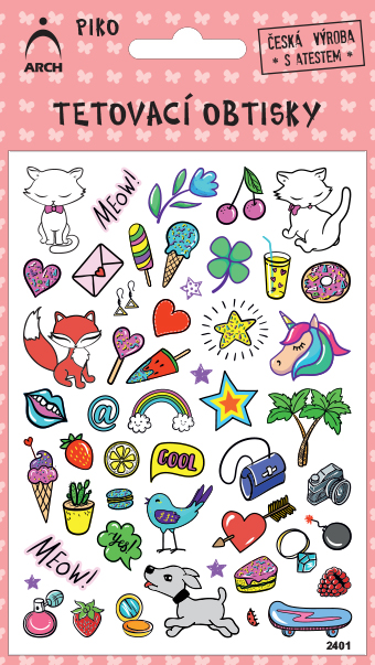 Dětské piko tetovací obtisky - kočičky