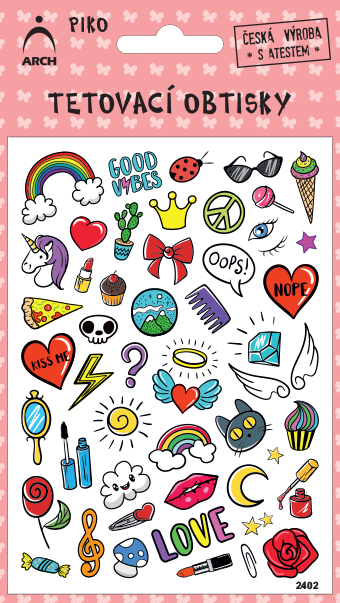 Dětské piko tetovací obtisky - duha