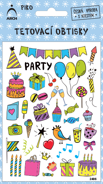Dětské piko tetovací obtisky - party