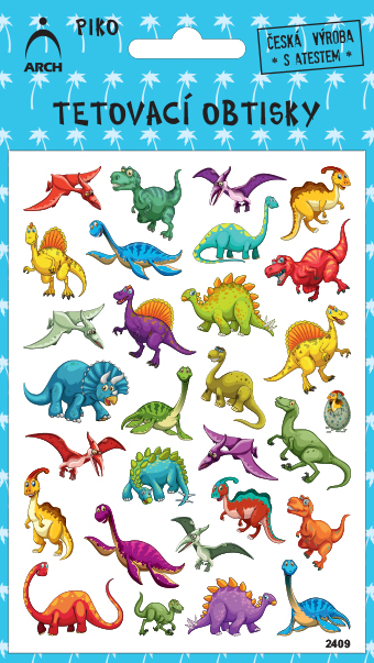 Dětské piko tetovací obtisky - dinosauříci