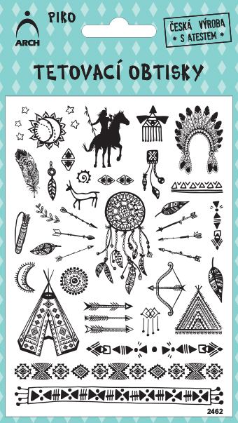 Černé piko tetovací obtisky - indiánské