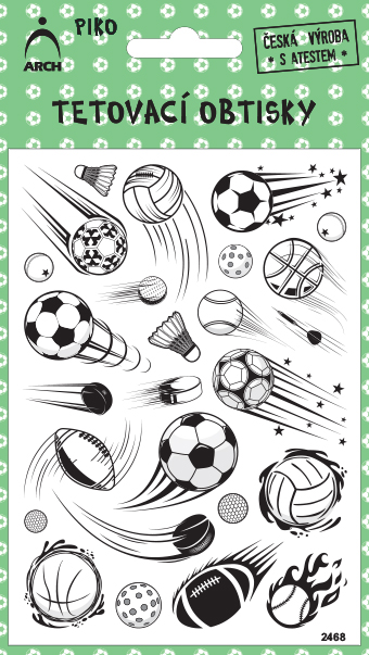 Černé piko tetovací obtisky - míče
