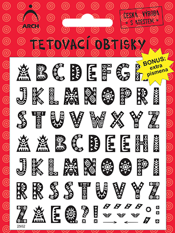 Dětské tetovací obtisky - abeceda 02