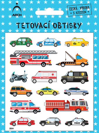 Dětské tetovací obtisky - dopravní prostředky 02