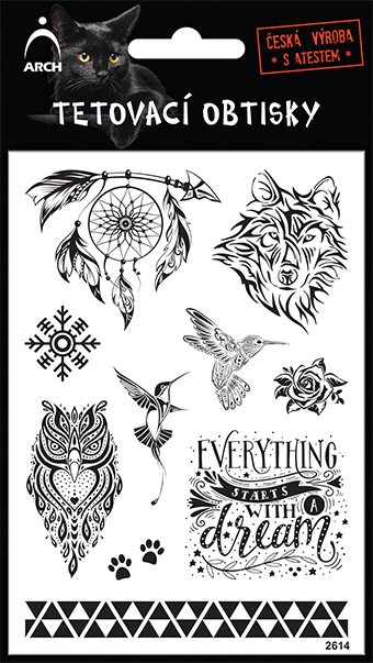 Černé tetovací obtisky - lapač snů