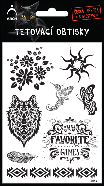 Černé tetovací obtisky - kvítí