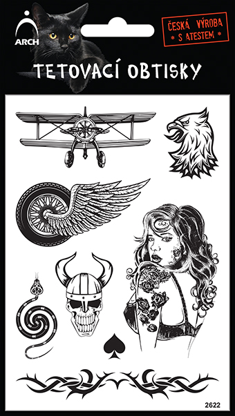 Černé tetovací obtisky - dvouplošník