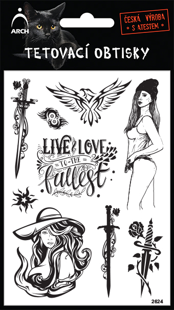 Černé tetovací obtisky - meč