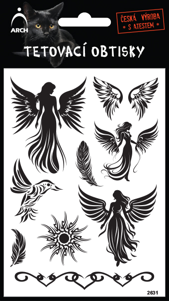 Černé tetovací obtisky - andělé