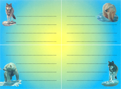 Štítky na sešity - Medvědi a vlci