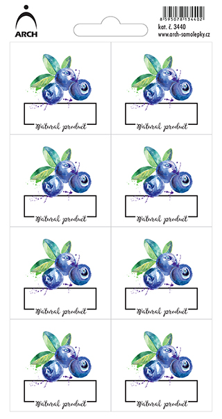 BORŮVKY - Natural product - 8 voděodolných etiket