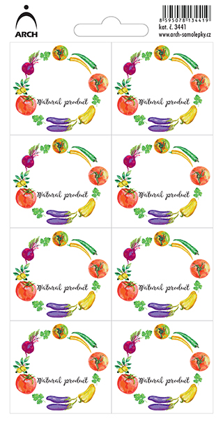 ZELENINA - Natural product - 8 voděodolných etiket