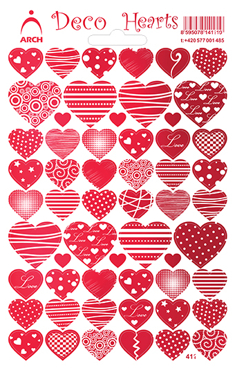 Pestrá srdíčka červená - Deco Hearts