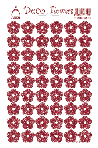 Květinky červené glitter - Deco Flowers