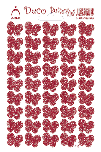 Motýlci červení glitter - Deco Butterflies