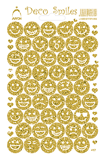 Smajlíci zlatí glitter - Deco Smile