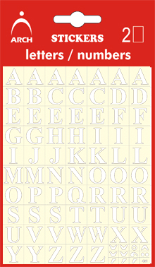 Písmena bílá A-Z, výška 10 mm - 2 archy v blistru