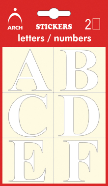 Písmena bílá A-L, výška 38 mm - 2 archy v blistru