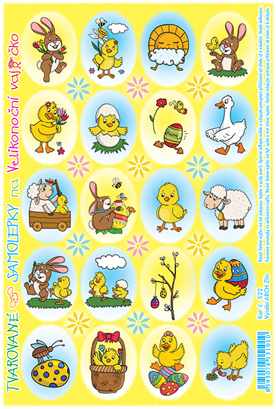 Rovné samolepky - zajíček s kytkou