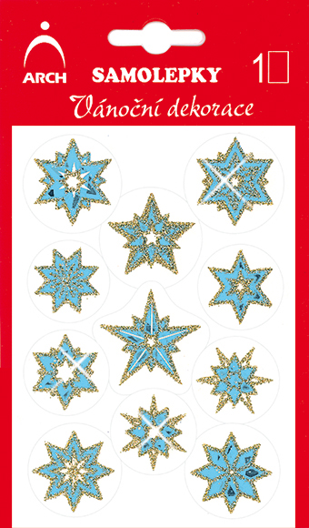 Hvězdičky modré - se zlatými glitry