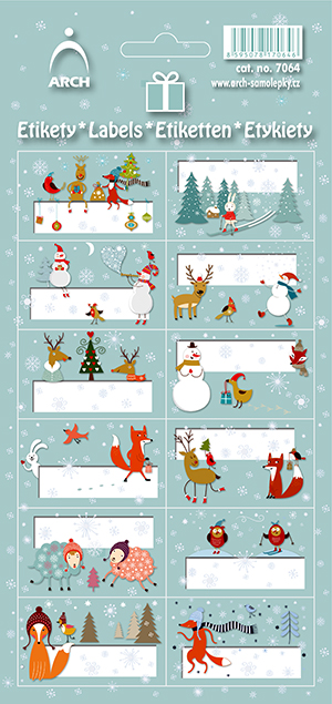 Vánoční etikety - lišky a jelínci