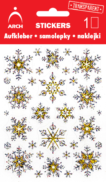 Vánoční holografické samolepky - vločky plné