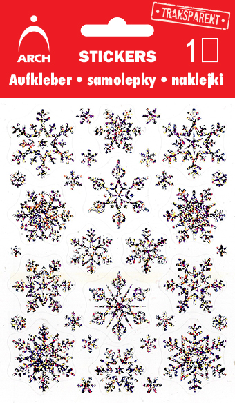 Vánoční holografické samolepky - stříbrné vločky plné