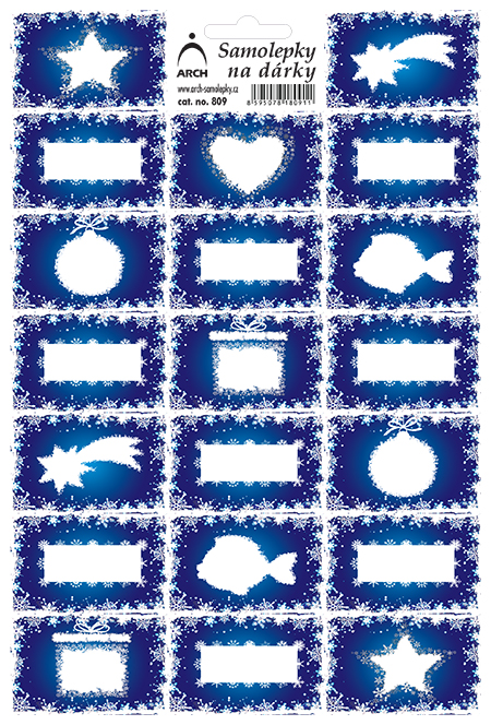 Etikety vánoční obrázky - modré
