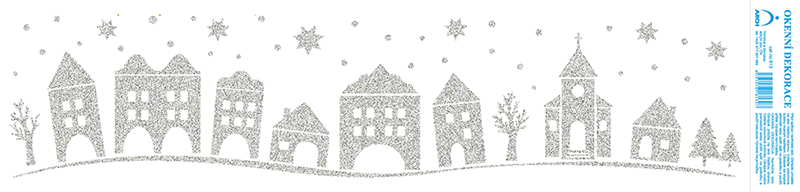 Domky - tisk stříbrnými glitry