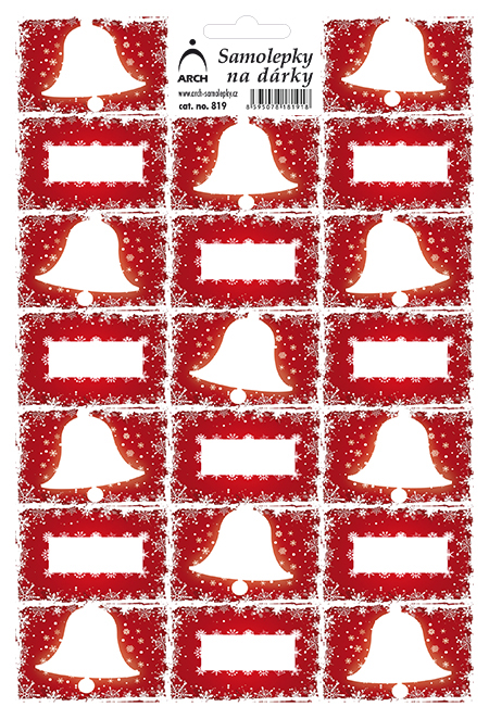 Etikety na dárky zvonky - červené
