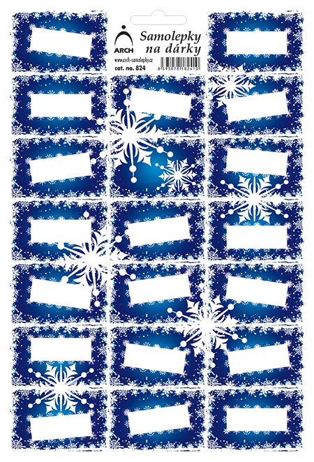 Etikety na dárky vločky - modré