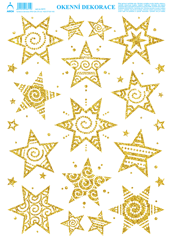 Hvězdičky 2 - tisk zlatými glitry