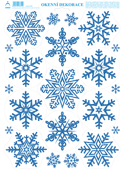 Vločky 1 - tisk modrými glitry