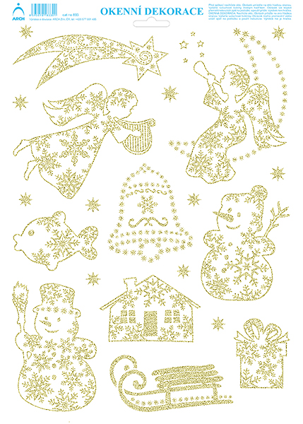 Andílek s lyrou - tisk zlatými glitry