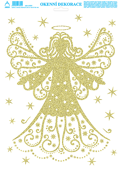 Vánoční andílek - tisk zlatými glitry