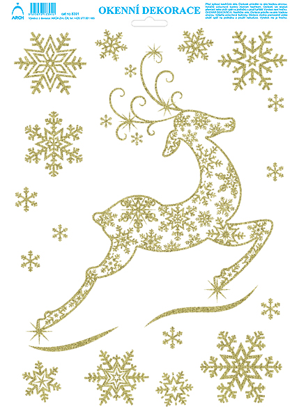 Srnka s vločkami - tisk zlatými glitry