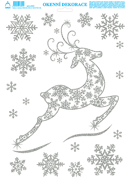 Srnka s vločkami - tisk stříbrnými glitry