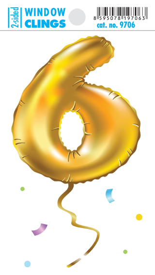 Adhezní nálepky - balónek šestka