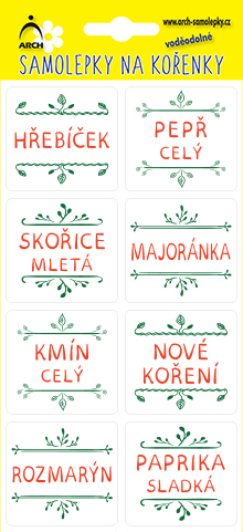 Zeleno/červené - základní druhy - 72 etiket v blistru