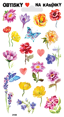 Obtisky na kamínky - kytky a motýlci