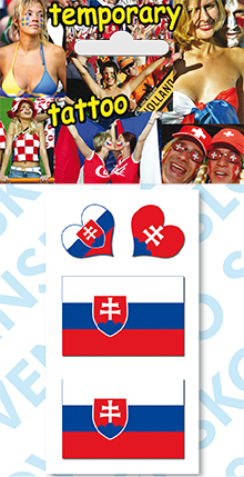 Tetovací obtisky vlajky SR - srdíčka a 2 vlajky