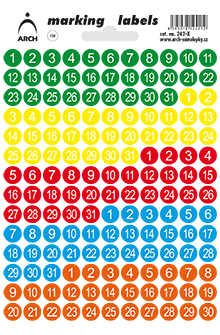 Samolepicí kolečka 8 mm s čísly 0-31 - multicolor