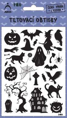 Černé piko tetovací obtisky - helloween dýně