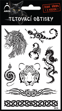 Černé tetovací obtisky - jednorožec