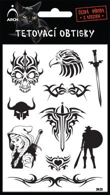 Černé tetovací obtisky - lebka