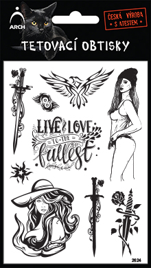 Černé tetovací obtisky - meč