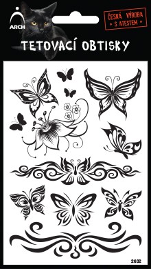 Černé tetovací obtisky - motýli