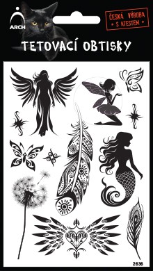 Černé tetovací obtisky - pampeliška